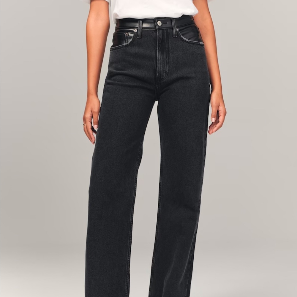 Abercrombie & Fitch High Rise Black Jeans - Mixed Fabric